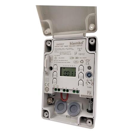 Klemko schemerschakelaar 230v 10a lux instelb.+ tijdklok incl. weekprogr.