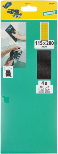 Wolfcraft stramienen | sc | k120, 220 | 115 x 280mm | 4 stuks - 8406600