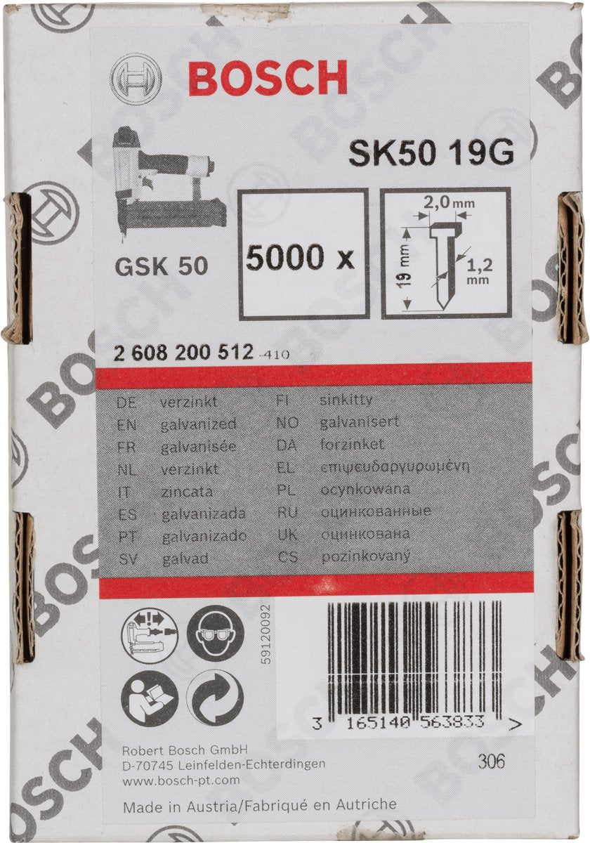 Bosch accessoires bosch nagel met verzonken kop sk50 19g