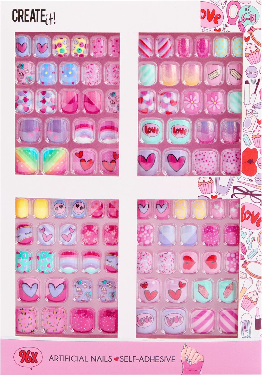 Creëer het! kunstnagels zelfklevende maxiset, 96st