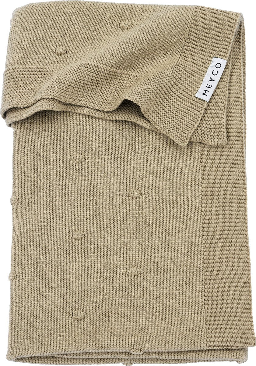 Meyco baby mini knots ledikant deken - sand - 100x150cm - 1.0 tog