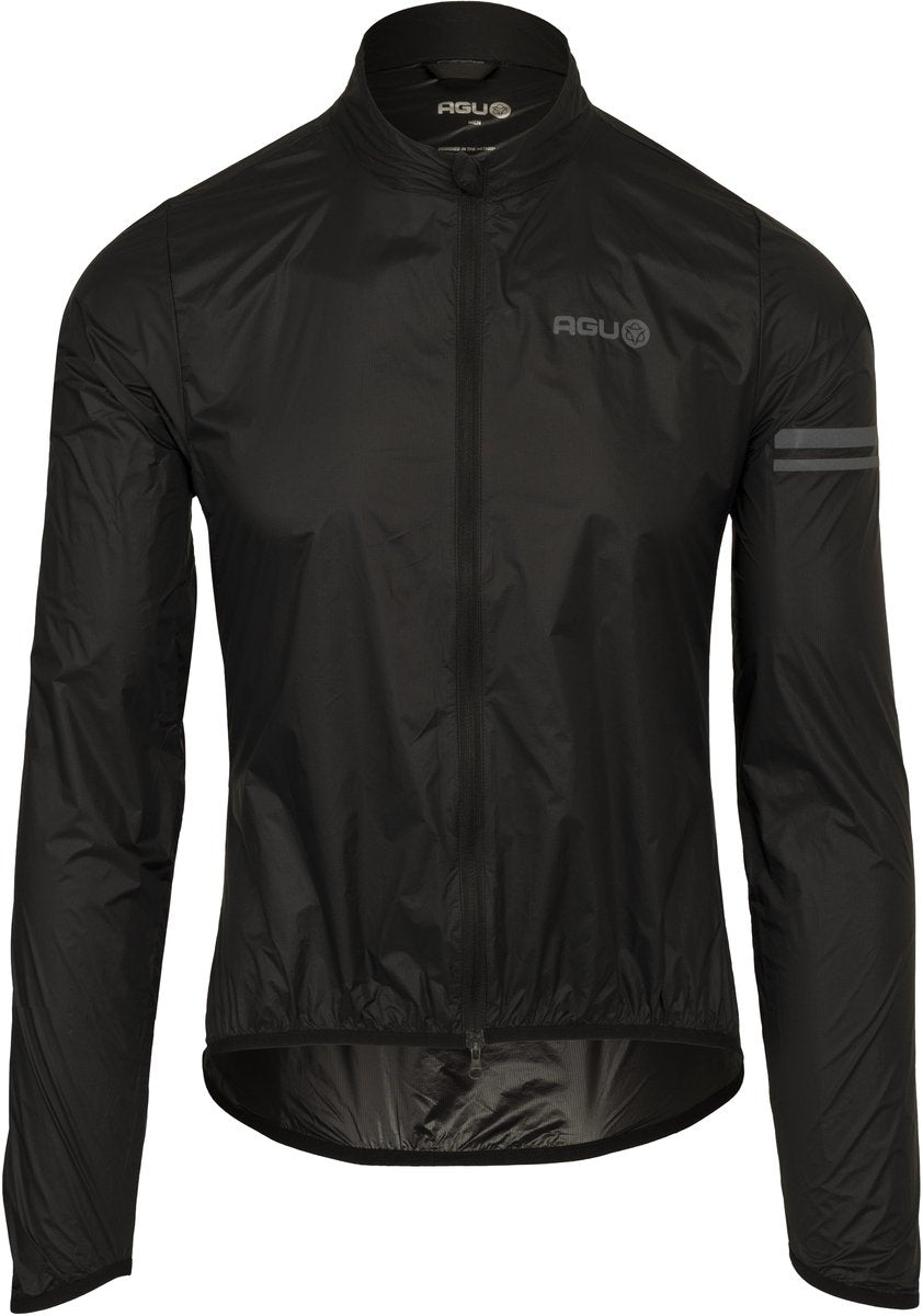 Agu essential - fietsjack - windjack - heren - zwart - m - lichtgewicht - waterafstotend - opvouwbaar - reflecterend m