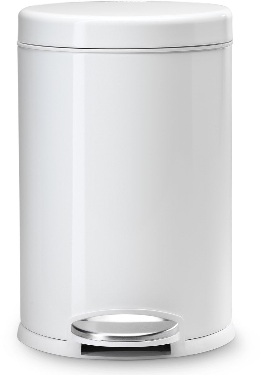 Simplehuman prullenbak rond 4,5 l - wit - rvs