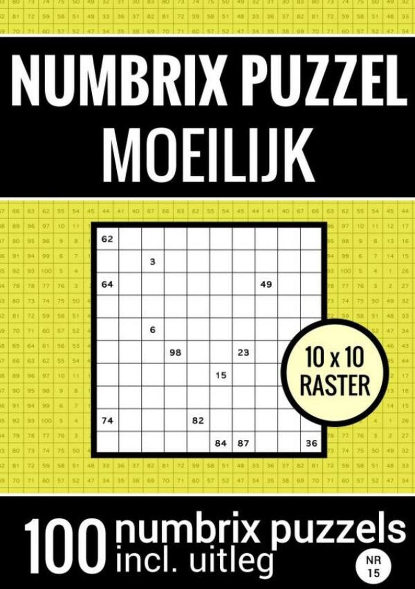 Merkloos sans marque numbrix puzzel moeilijk voor ver gevorderden - puzzelboek met 100 numbrix puzzels - nr.15