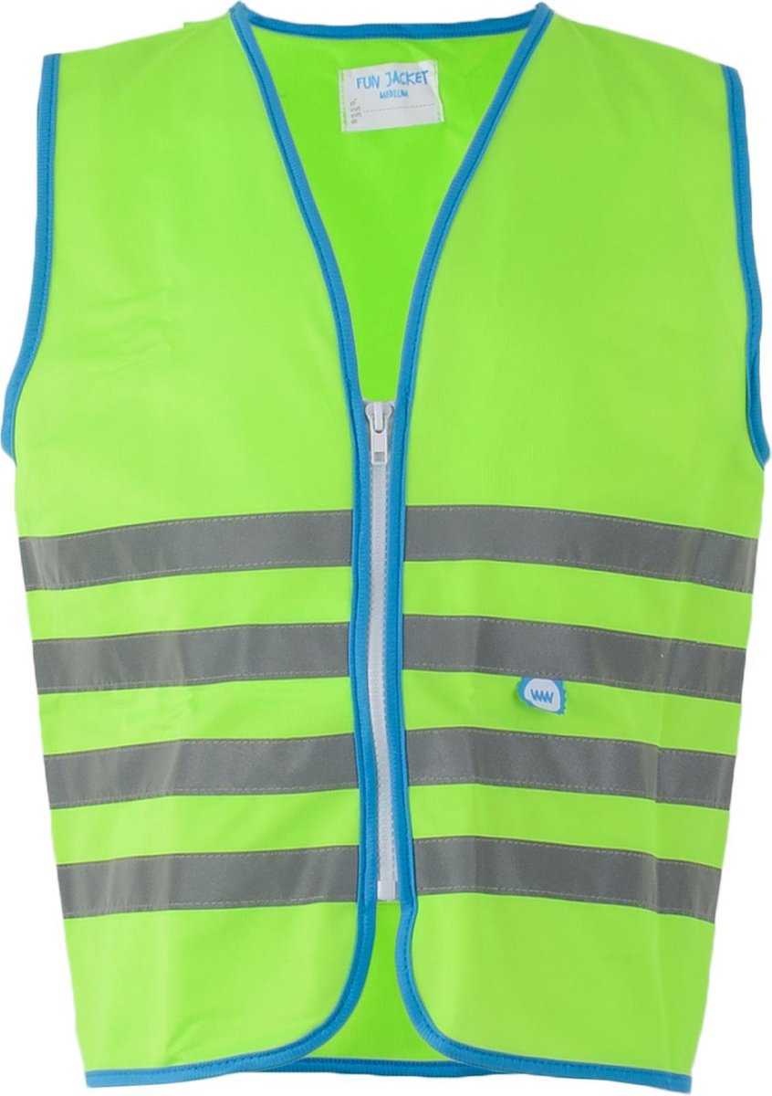 Wowow veiligheidshesje kind met rits en 1150 - fun fietsjas - maat l - unisex - groen blauw zilver