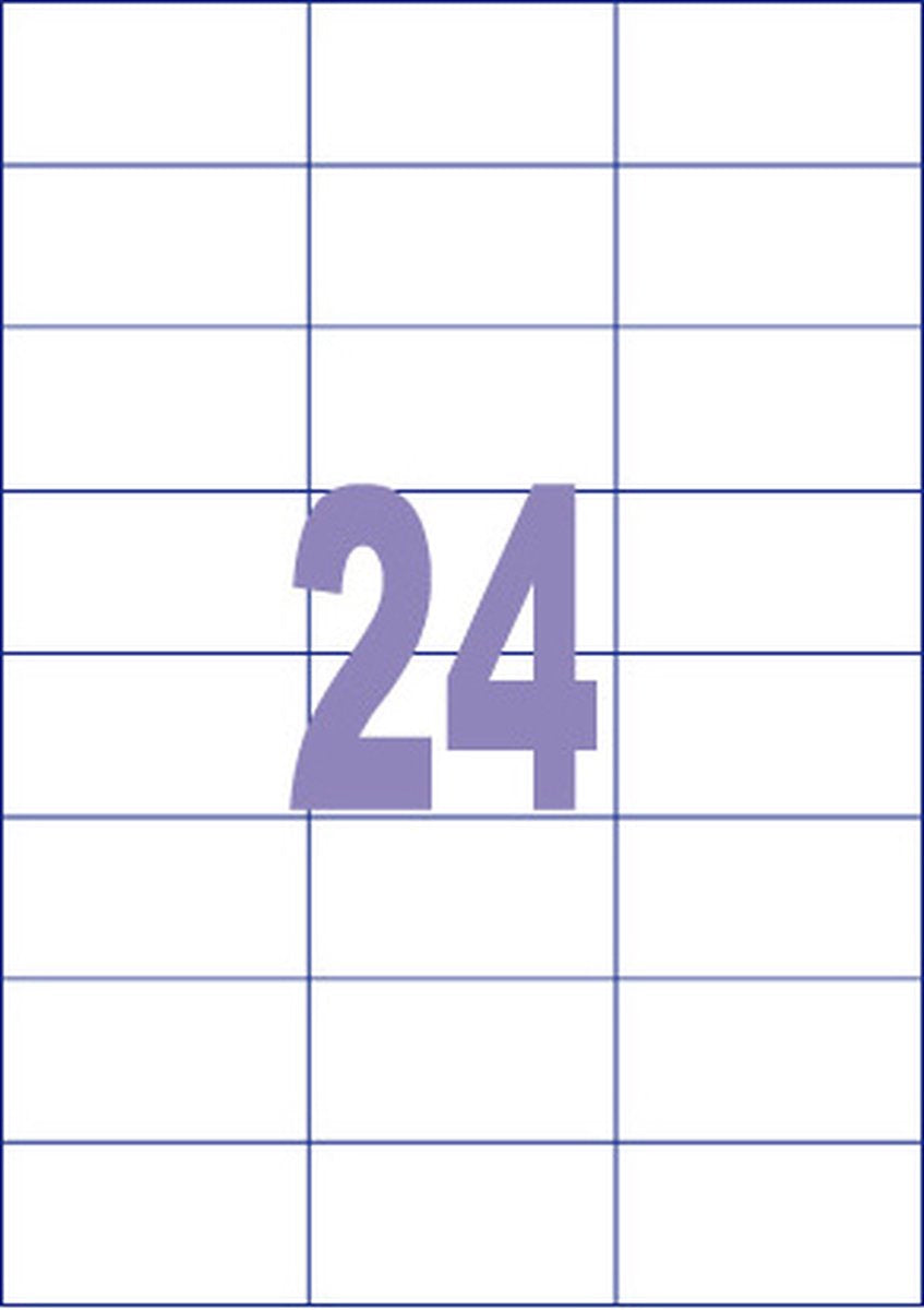 Kangaro etiketten - universeel - zelfklevend - inkjet laser kopieer - 70x37mm - 100 vel - 24 stickers per vel