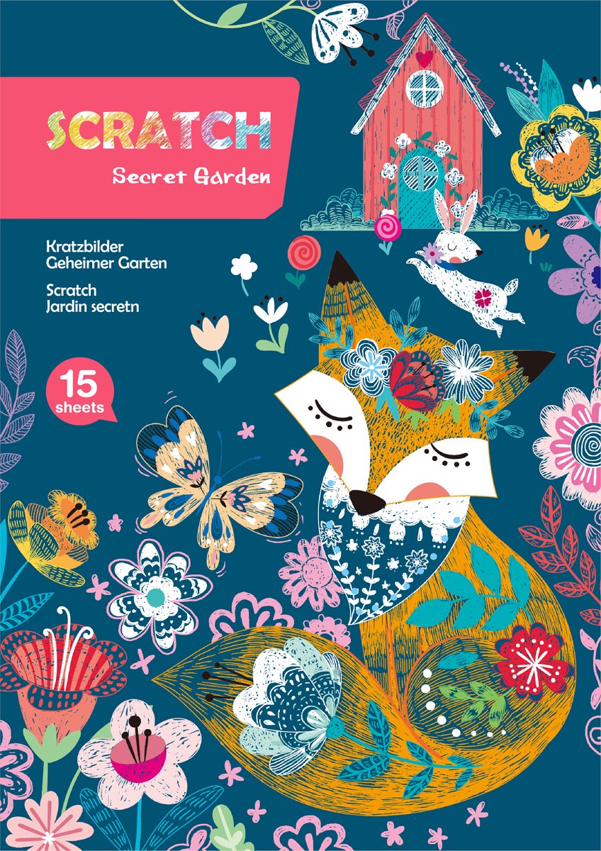 Avenir scratch art boek a4 - geheime tuin - 15 pagina's - 7 jaar