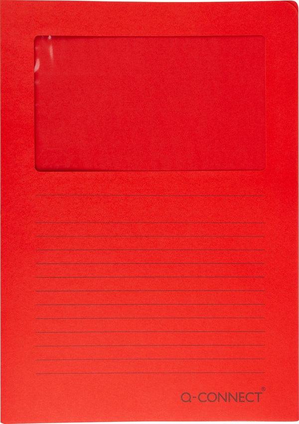 Q-connect l-map met venster | 120 g mâ² | a4 | pak van 100 stuks | rood