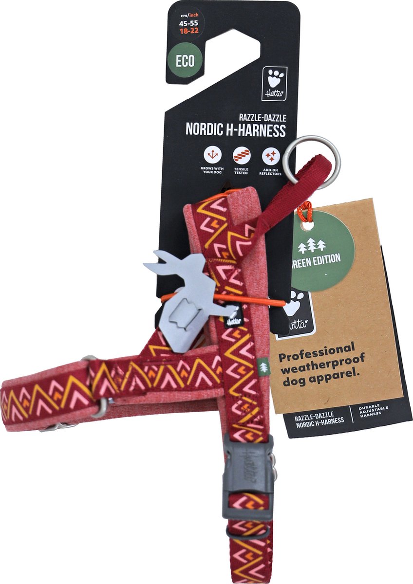 Hurrta hurtta hondenharnas - hondentuig - h-harness - kleur: beetroot - maat: 55-65 cm