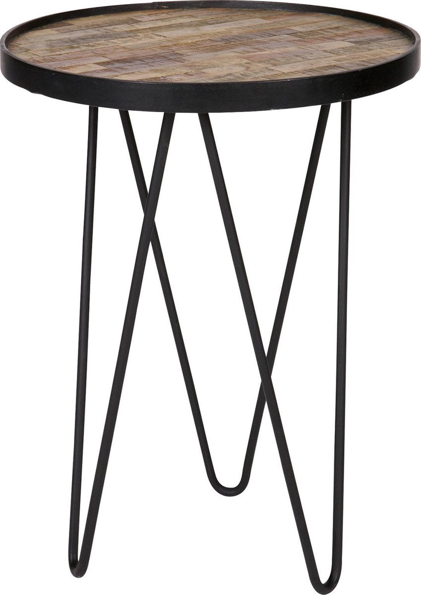 Woood lev bijzettafel - hout metaal - zwart - 52x39x39