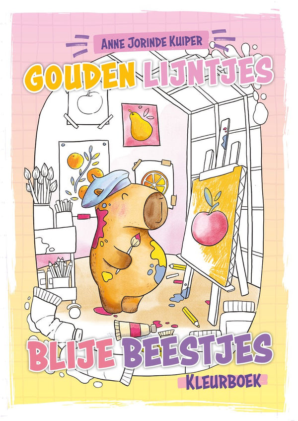 Gouden lijntjes blije beestjes kleurboek