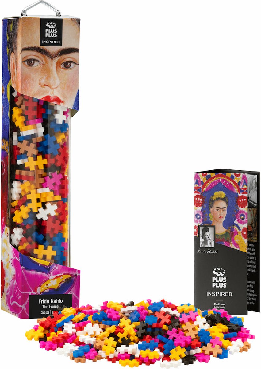 Plus-plus inspired - frida kahlo the frame - 5162 - bouwspeelgoed kunstwerk - constructiespeelgoed - set met 350 bouwstenen - vanaf 7 jaar
