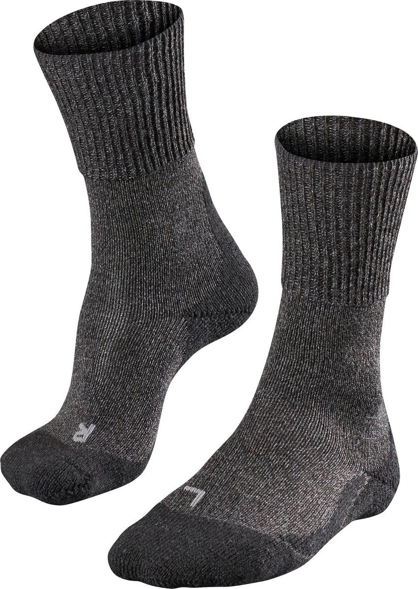 Falke tk1 wool anti-blaar dik wol functioneel materiaal wandelsokken dames grijs - maat 39-40
