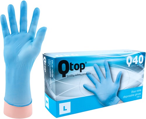 Qtcycletech q60 top allround zware nitril handschoenen dispenser maat l per 100 stuks