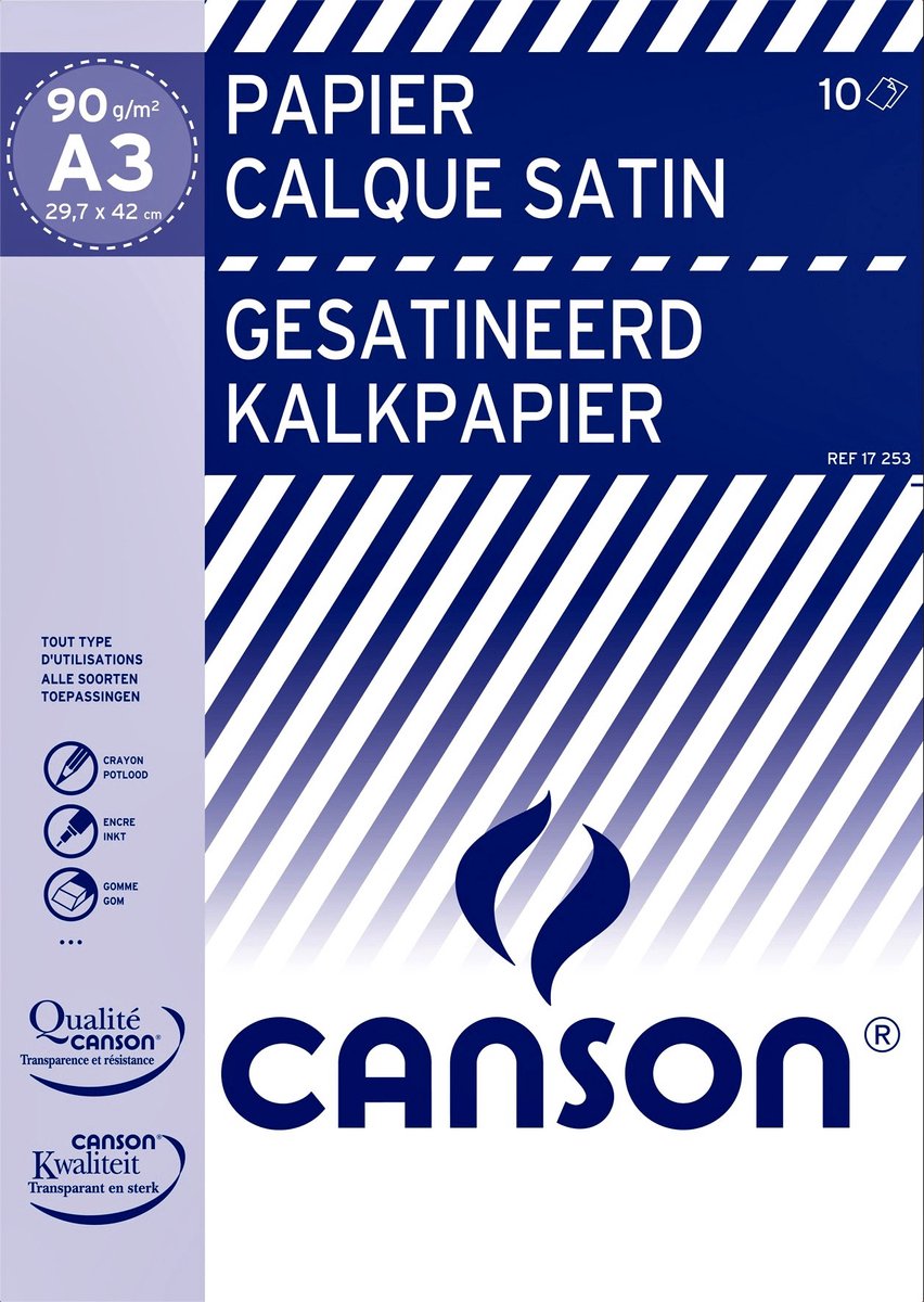Canson kalkpapier formaat 297 x 42 cm (a3) etui van 10 blad