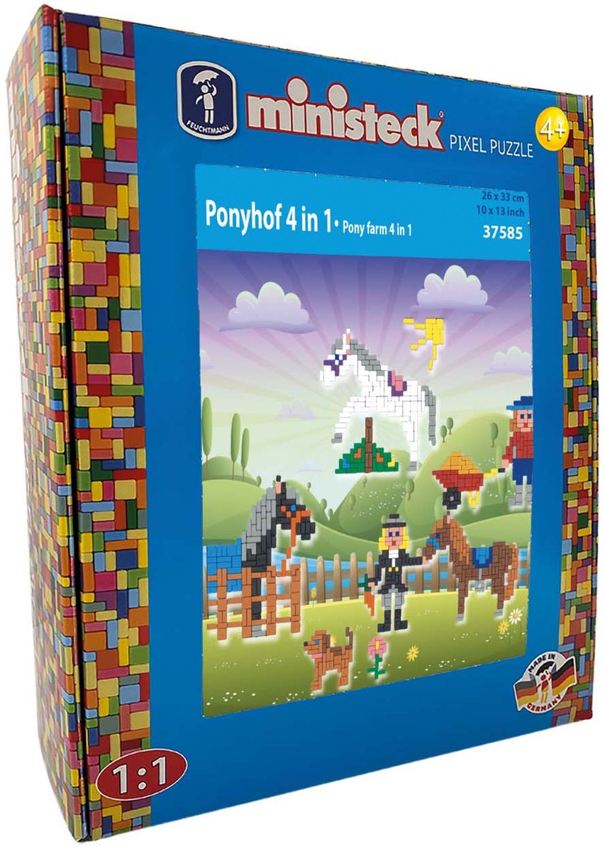 Ministeck mozaïek ponyboerderij xl box 1000 stuks creatief speelgoed.