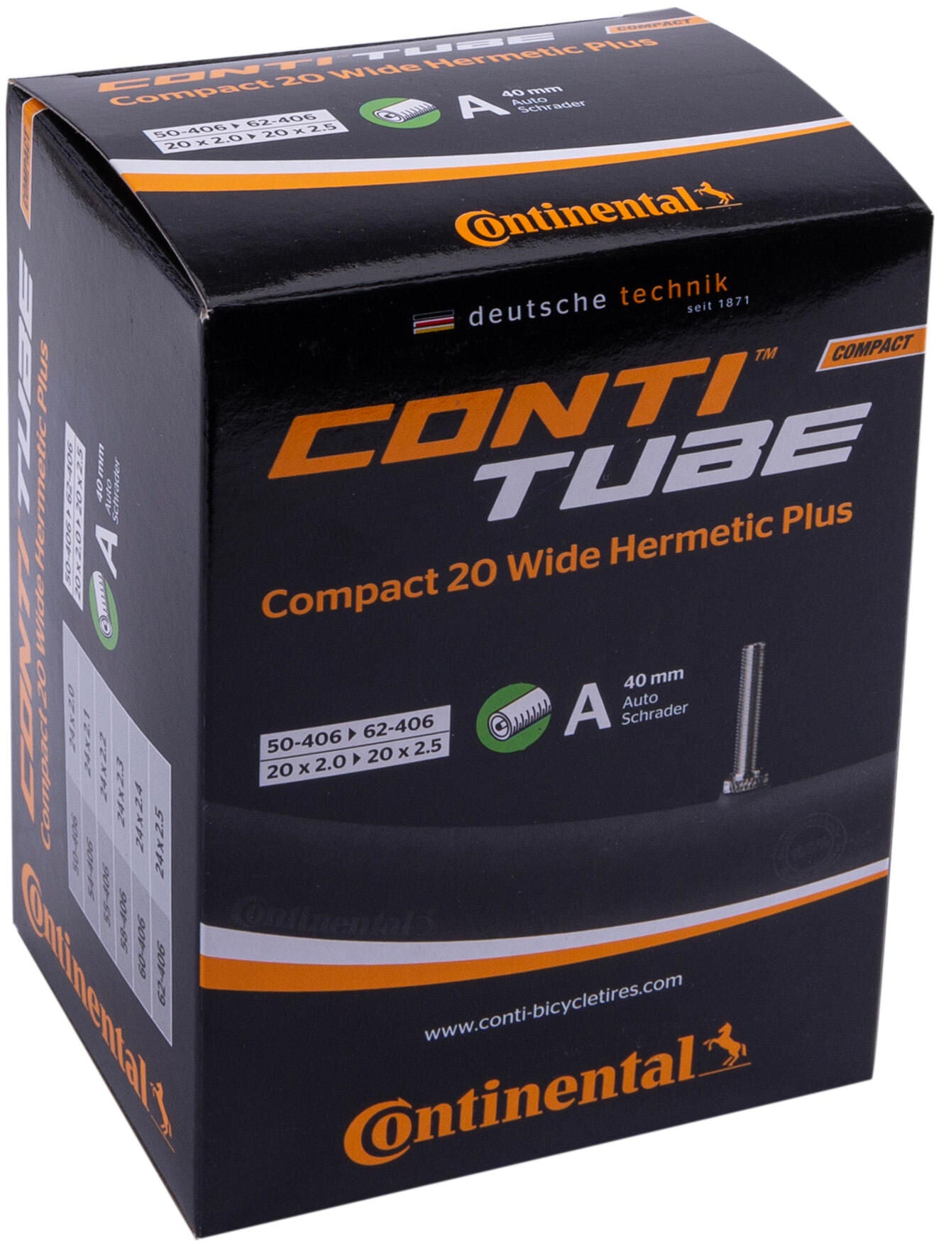 Continental binnenband compact 20 wide hermetic plus , versterkt tube conti compact 20 wide her.plus av 40mm