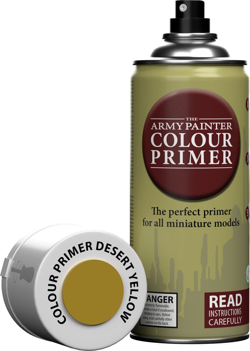 The army painter kleurenspray speelgoed - desert yellow primer voor miniaturen.