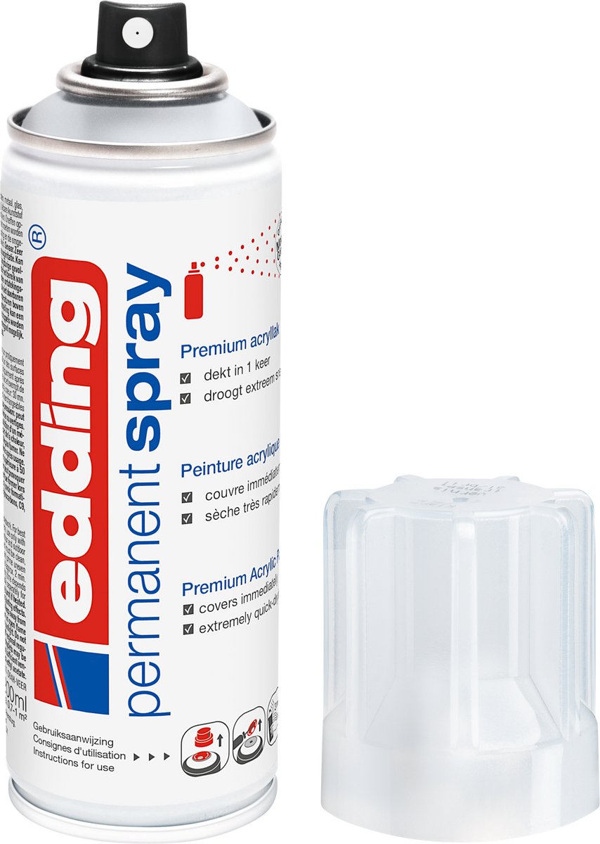 Edding 5200 spuitverf in spuitbus transparante lak - transparant glanzend - 1 stuk - 200 ml verf - 0,5 t m 1 m2 oppervlak - acrylverf voor een glanzende afwerking - voor het fixeren en beschermen van de laklaag