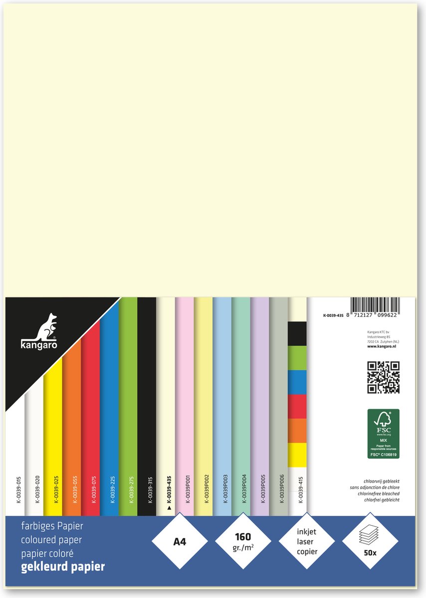 Kangaro papier - a4 - 160 gram fsc - pak 50 vel - beige
