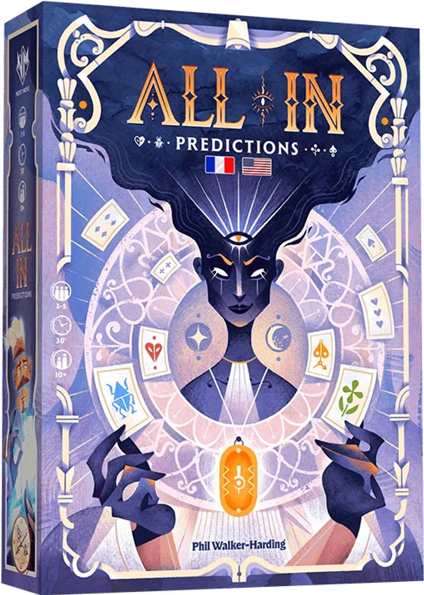 Asmodee kaartspel all in! predictions rood strategie spel.