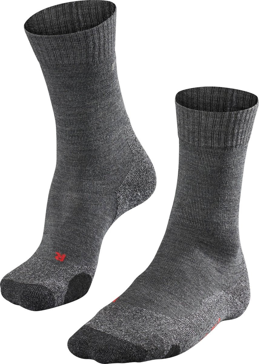 Falke tk2 anti-blaar dik wol functioneel materiaal wandelsokken dames grijs - maat 39-40