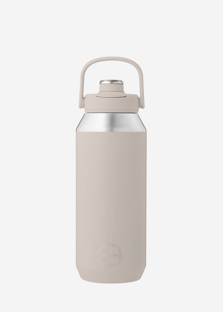 Aya ida aya ida - sports bottle - drinkfles - thermosfles - waterfles - rvs - 950 ml - cream beige