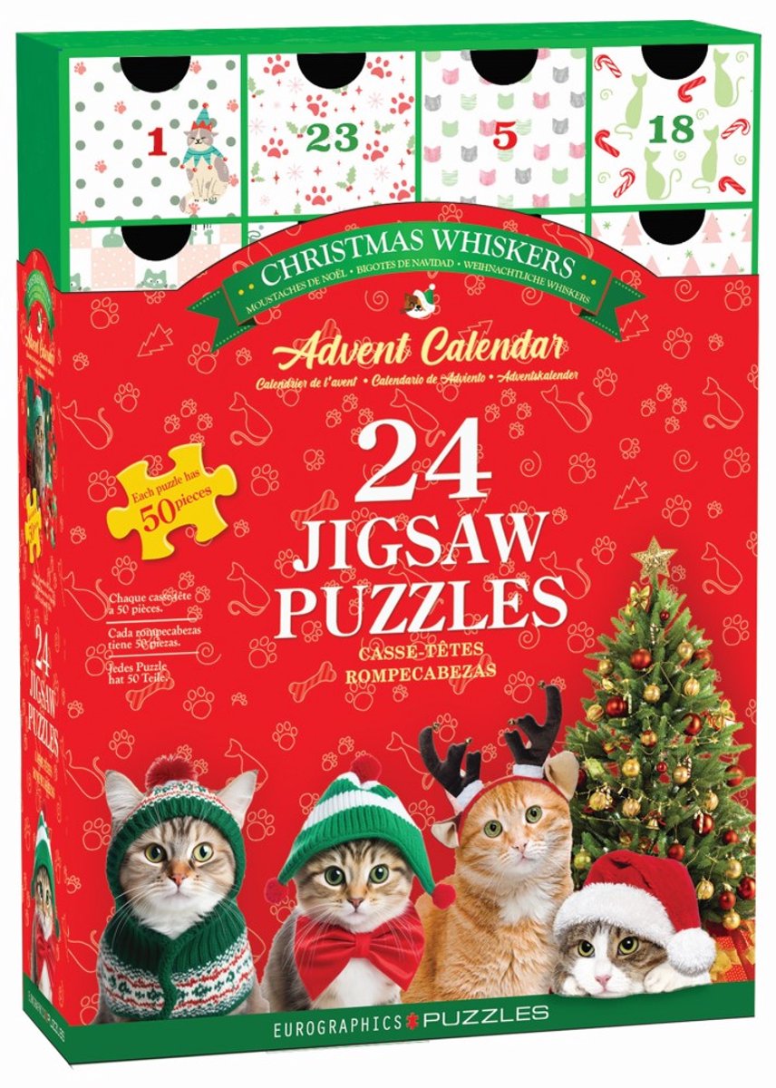 Eurographics - adventskalender, kerstsnorren [advent calendar, christmas whiskers] - 24×50 stukjes 12,5×12,5cm (b×h) - adventskalender