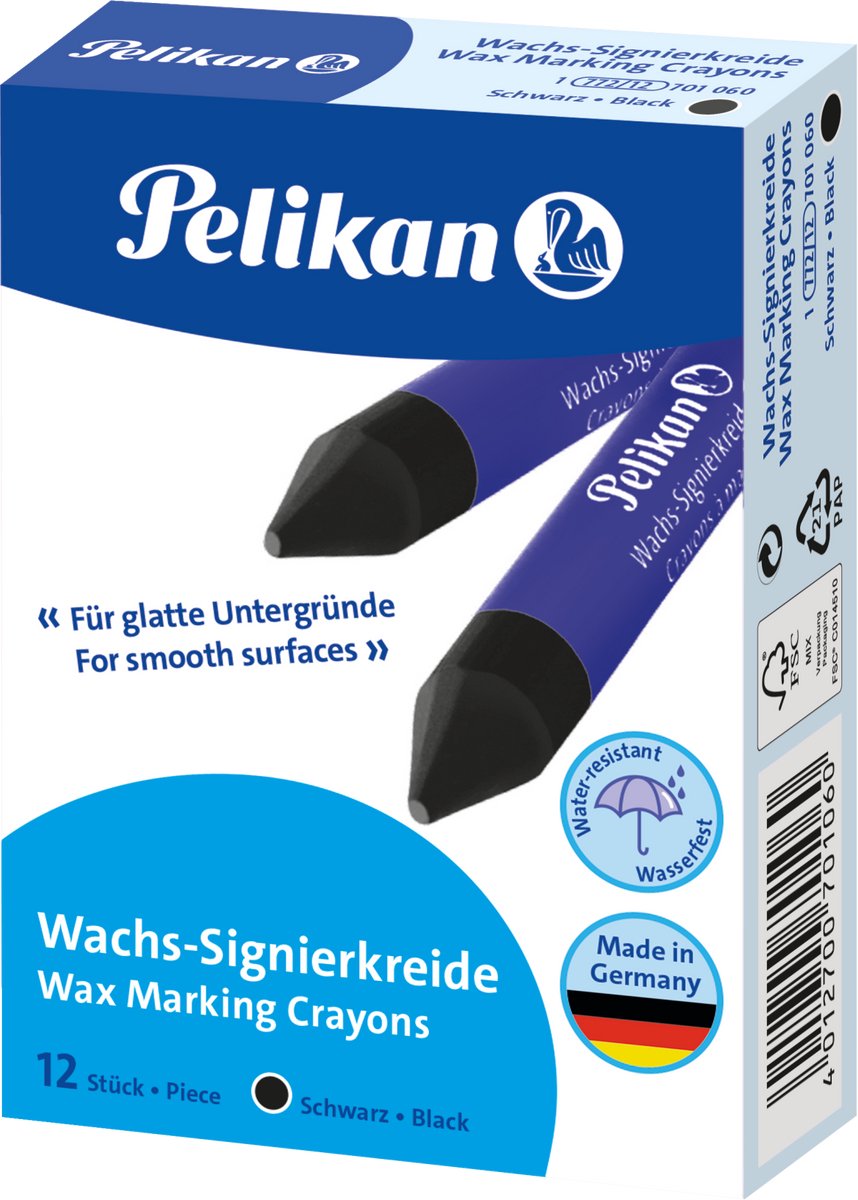 Pelikan merkkrijt 772 - zwart - 12 stuks