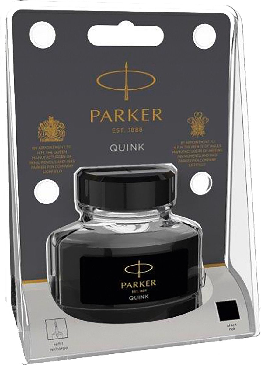 Parker vulpeninktfles | zwarte quink inkt | 57 ml schrijfinkt voor vulpen (blister)