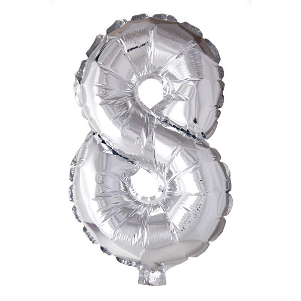 Globos cijfer ballon nummer '8' zilver folie 40cm geschikt voor helium