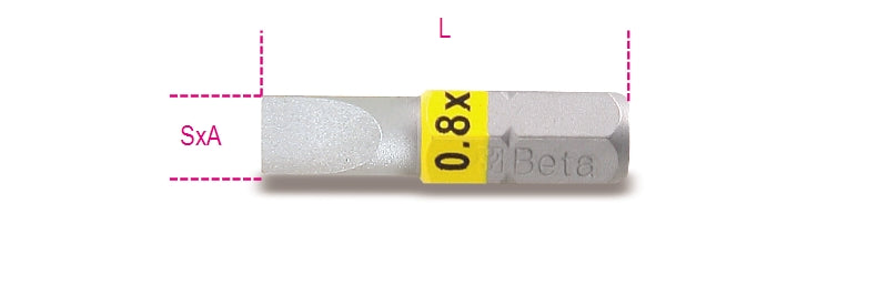 Beta 860lp bit voor sleufschroeven 1x5,5 geelgekleurd