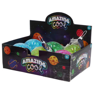 Geweldige coole stuiterbal glitter met lampje 10 cm assorti