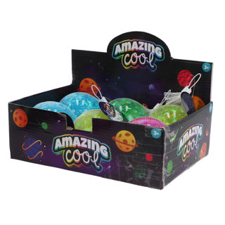 Geweldige coole stuiterbal glitter met lampje 10 cm assorti