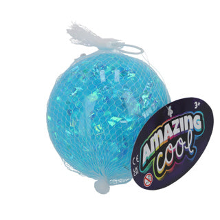 Geweldige coole stuiterbal glitter met lampje 10 cm assorti