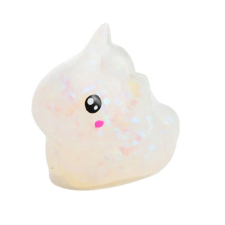 Fun knijpdier 15 cm aqua blob met glitterlint 4 assorti