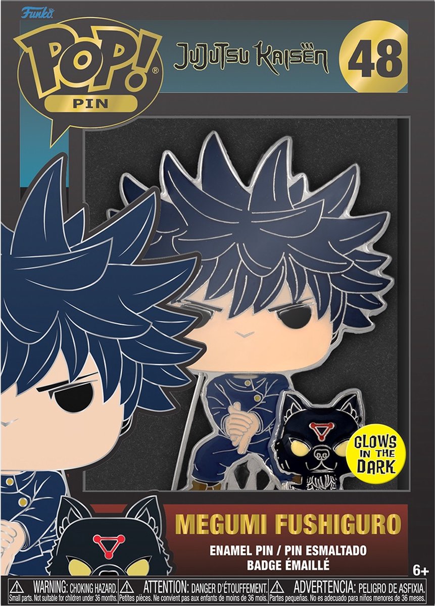 Funko pin jujutsu kaisen - pop! enamel megumi fushiguro - glows in the dark - 10 cm pin - multicolours