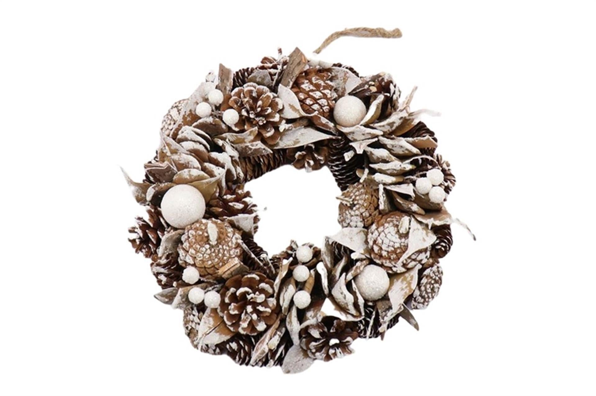 Hbx natural living krans northern glow snow d30cm wit