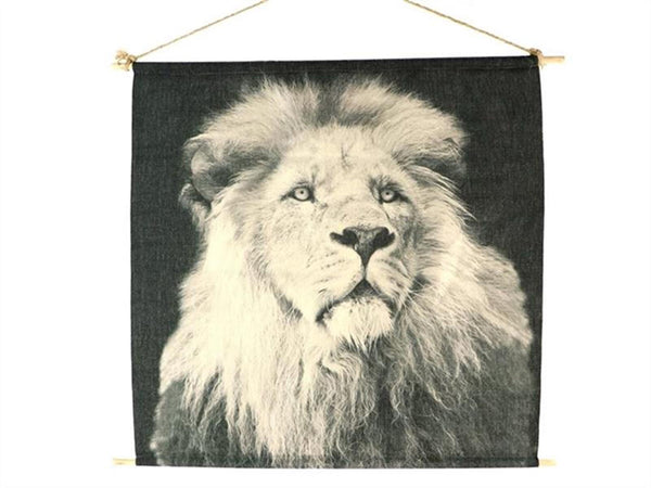 Hbx natural living wanddecoratie doek leeuw 70x70x1.2cm