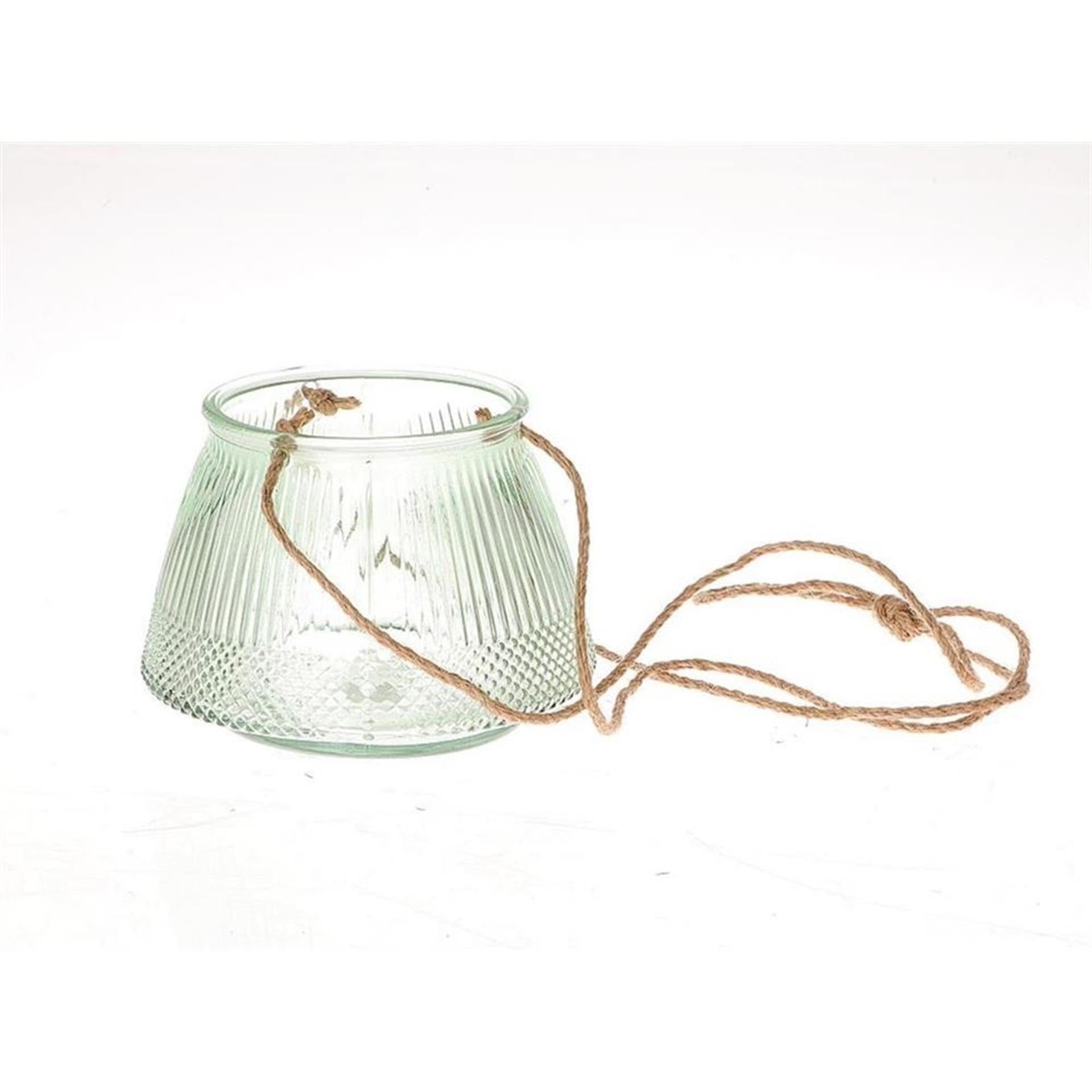 Hbx natural living hangende windlicht lines ø11xh15cm groen