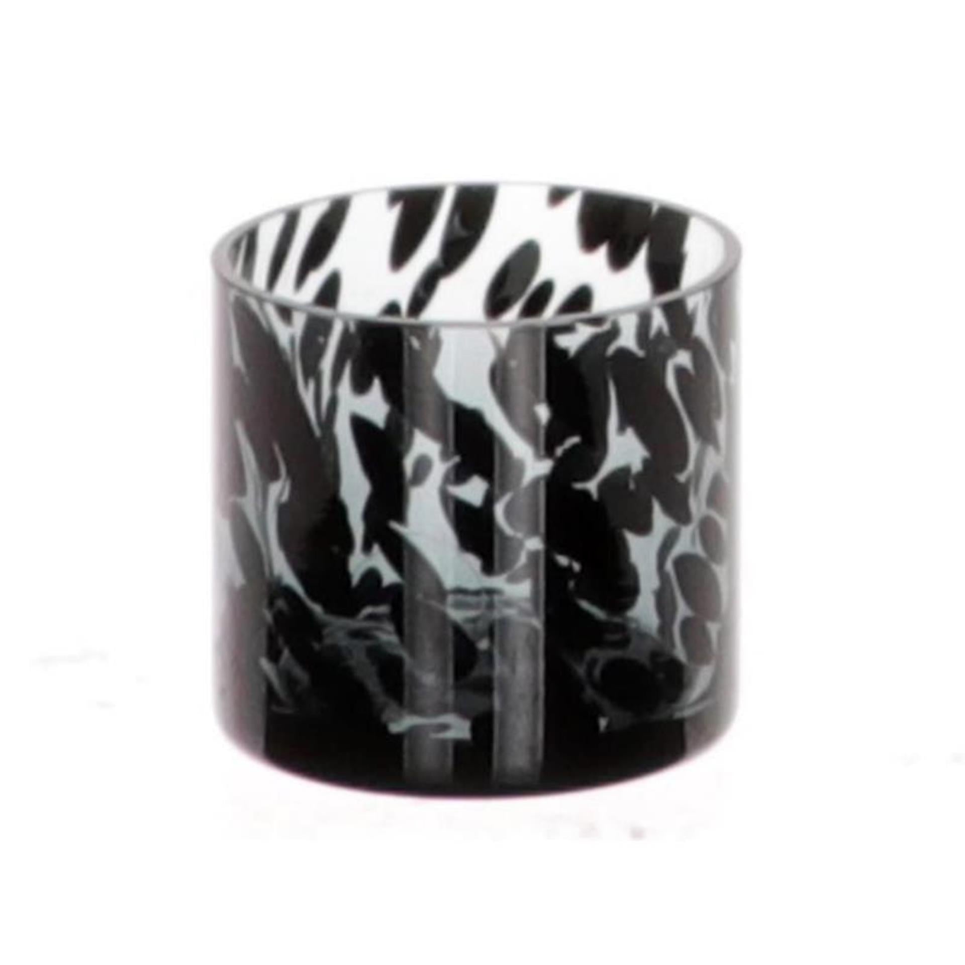Hbx natural living theelichthouder panterglas ø8xh8cm grijs