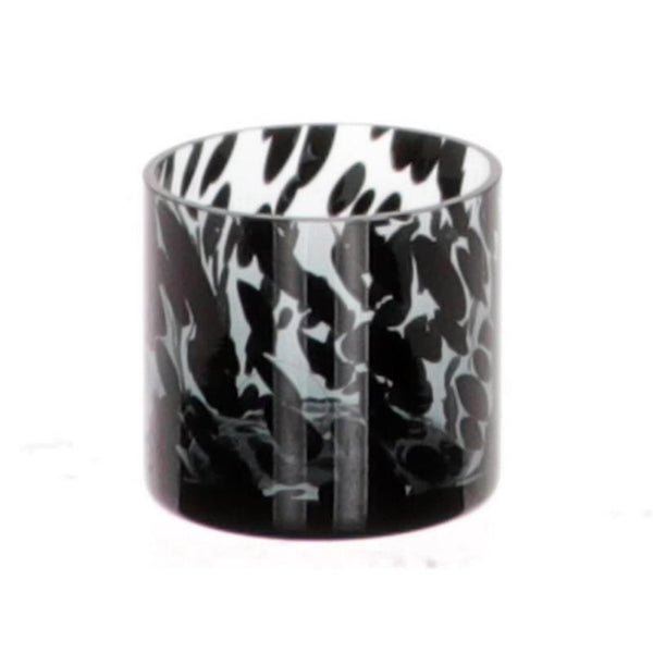 Hbx natural living theelichthouder panter glas ø8xh8cm grijs