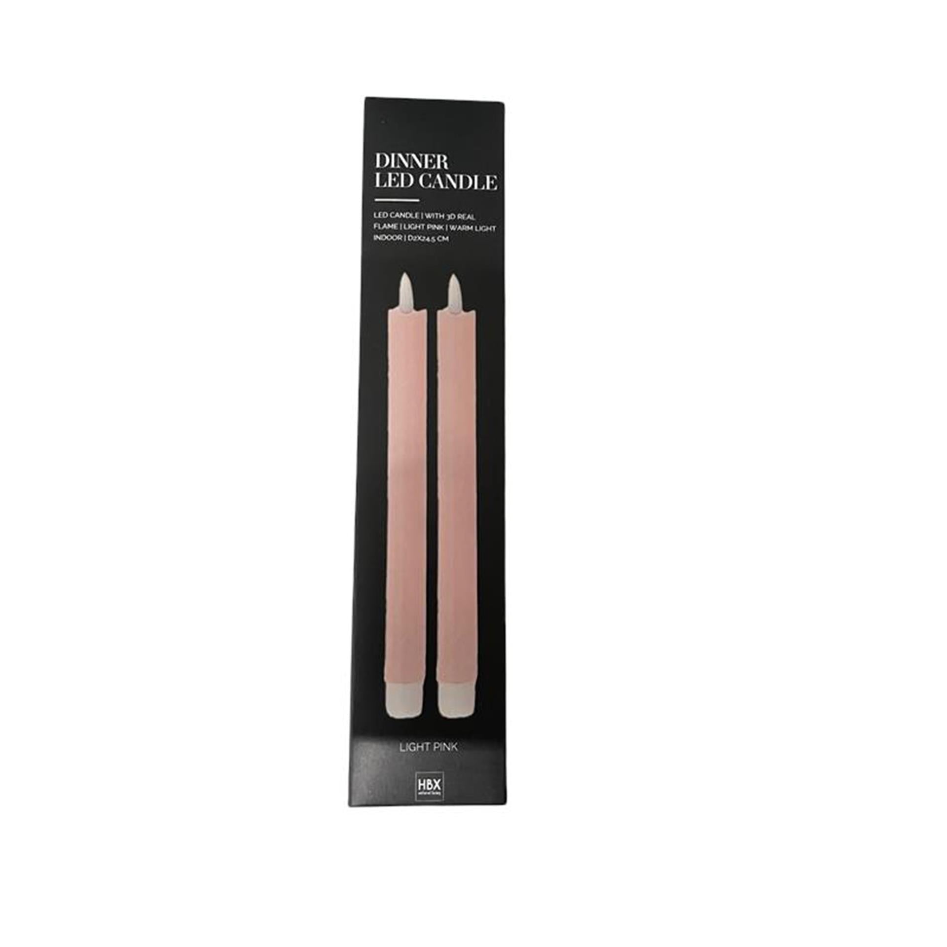 Hbx natural living dinerkaars led vlam 24.5cm roze