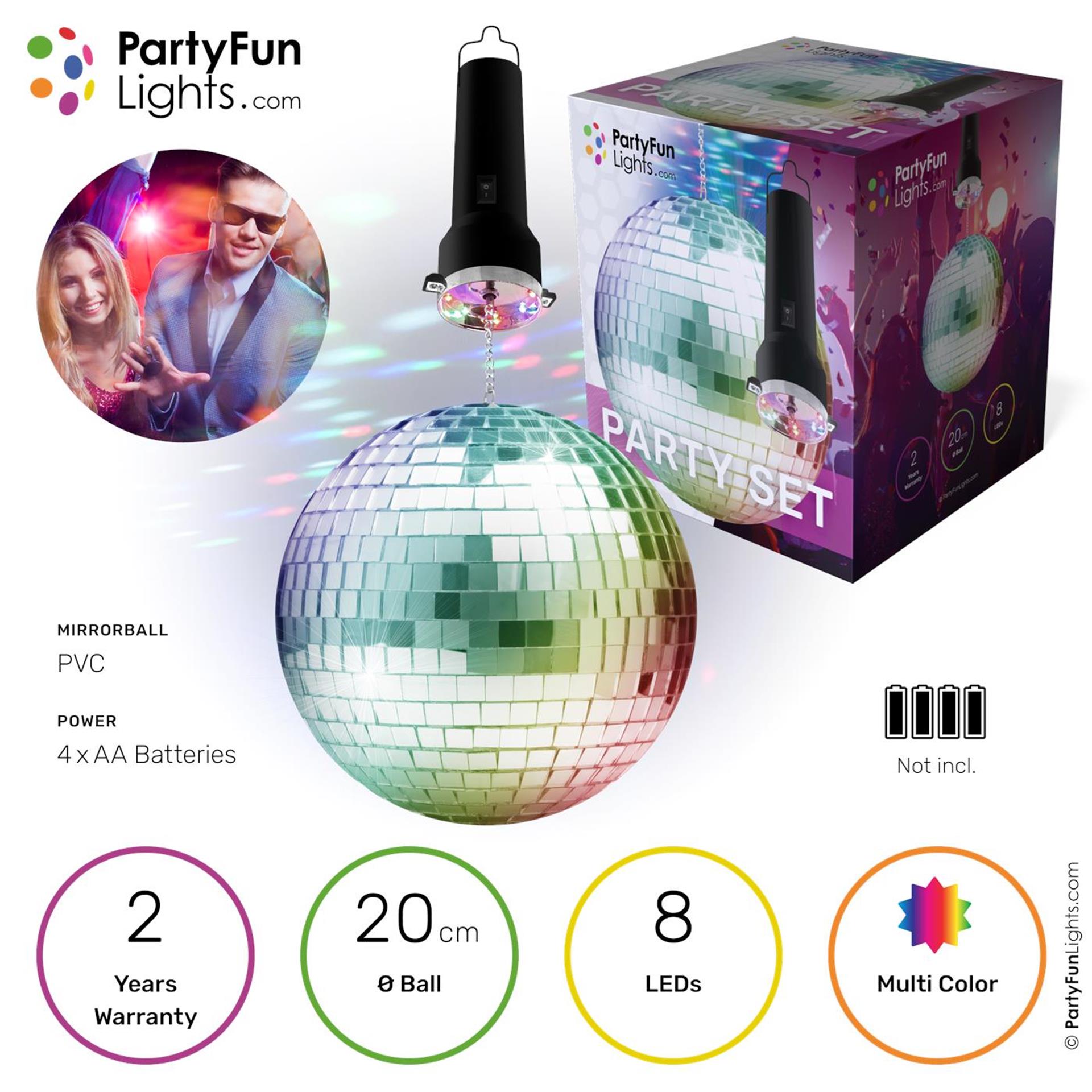 Partyfun lights disco bal 20cm led multi colour