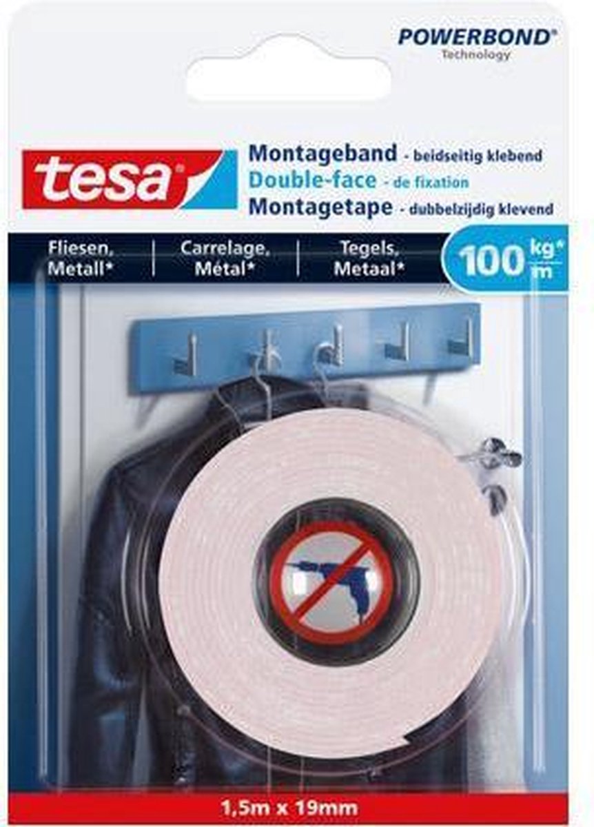 Tesa 1x isolatietape rol zwart 20 mtr x 1,9 cm - universele tape