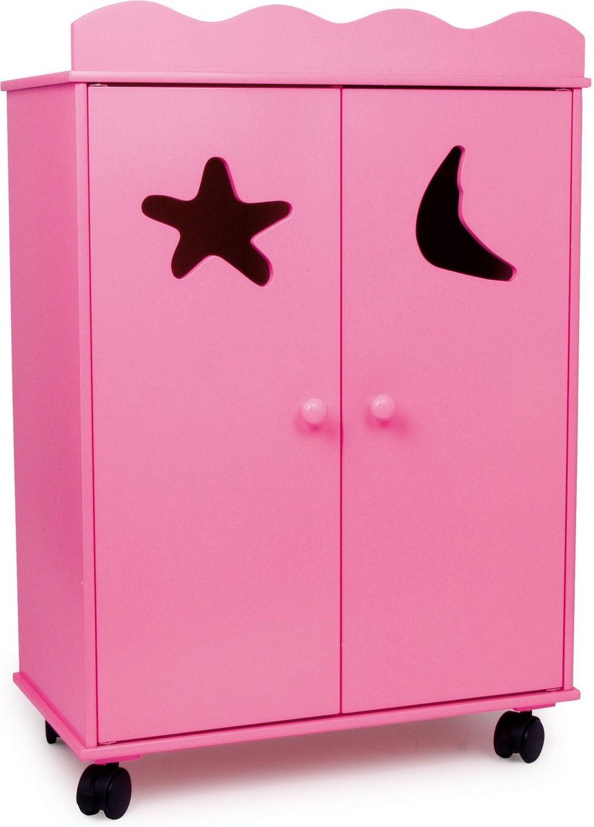 Small foot - wooden doll wardrobe pink