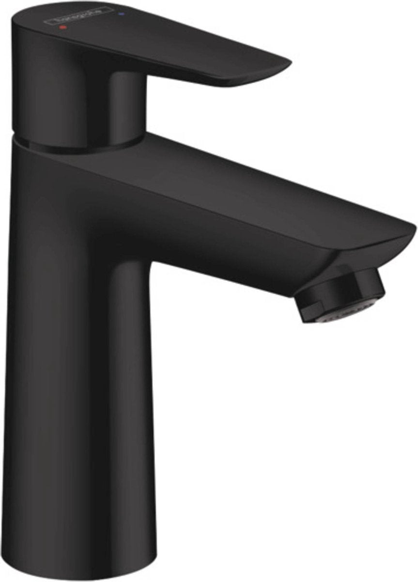 Hansgrohe talis e - wastafelmengkraan - ééngreeps bediening - coolstart energiebesparend - met trekwaste - 110mm maat - mat zwart