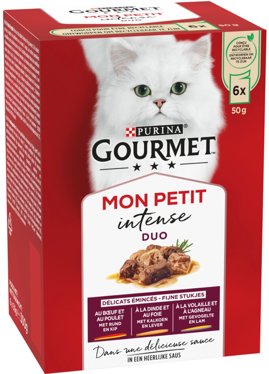 Gourmet mon petit intense - kattenvoer natvoer - duo vlees - 48 x 50 g