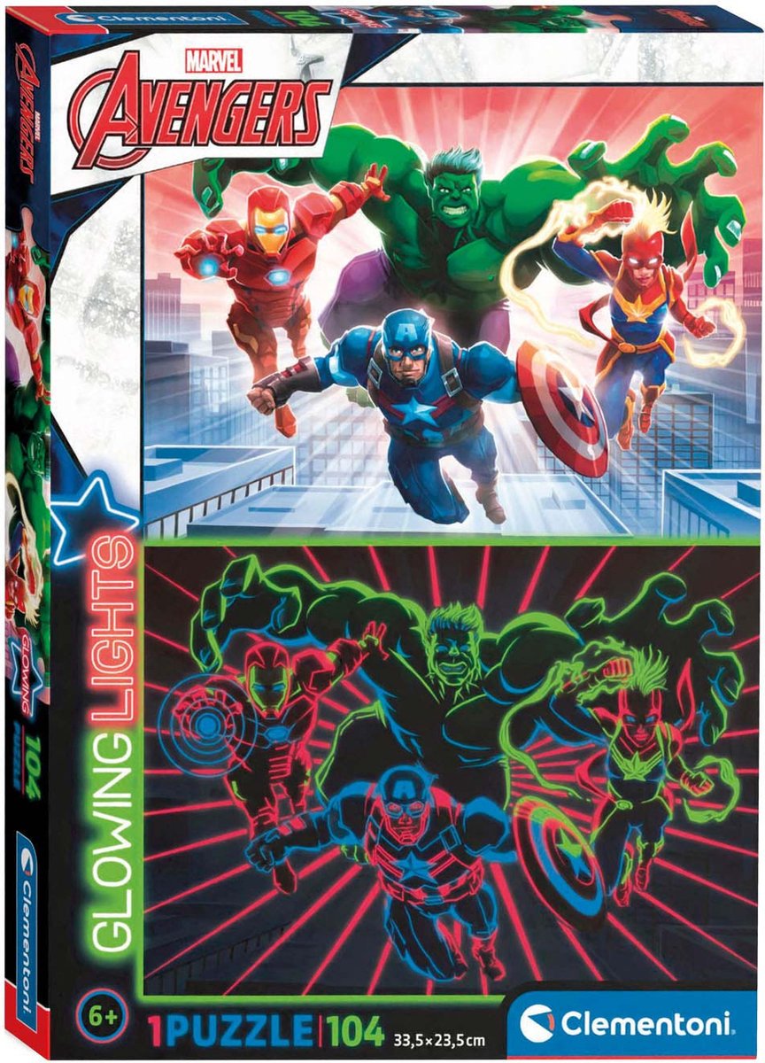 Clementoni pzl 104 glowing - marvel avengers