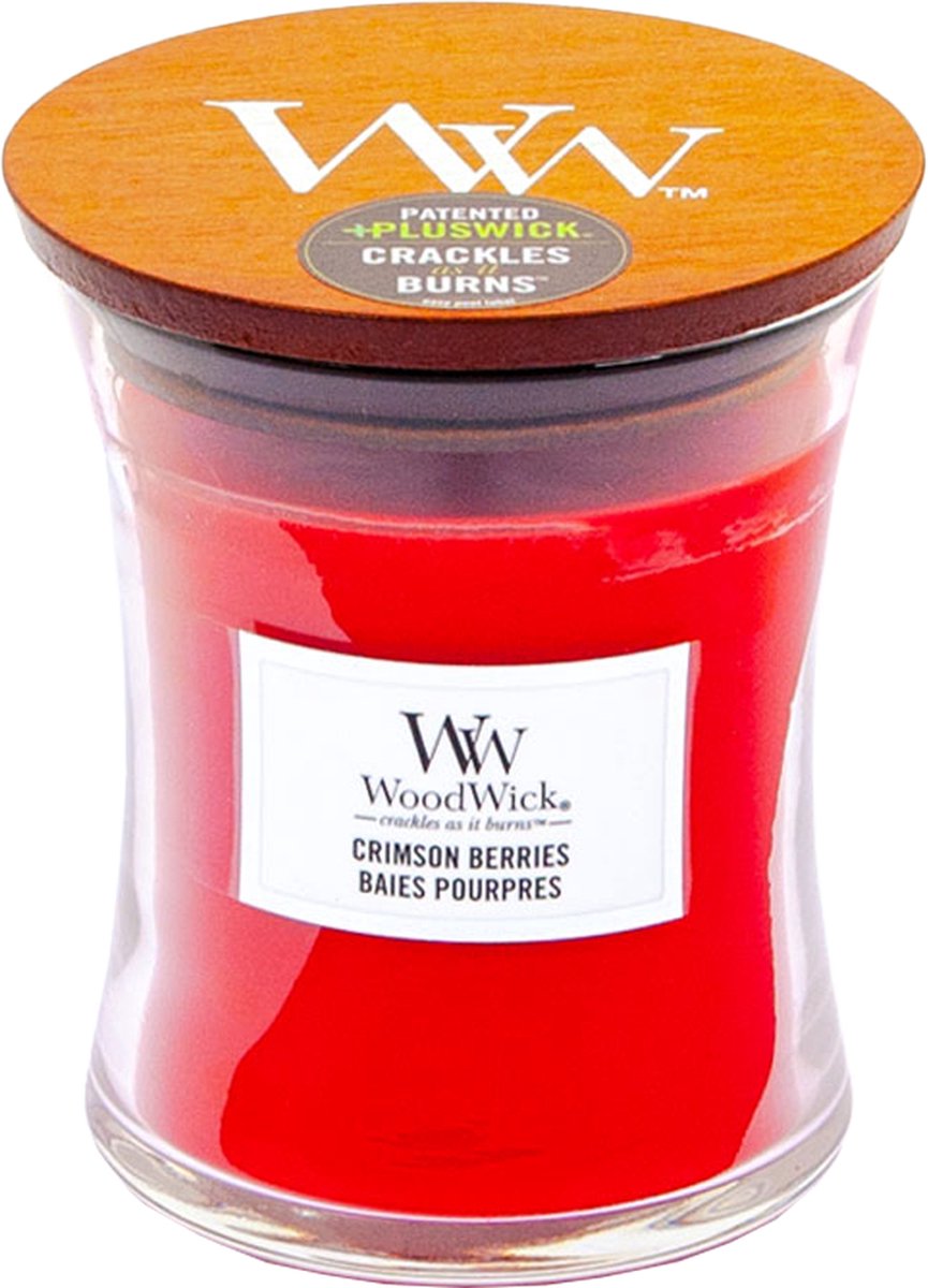 Woodwick hourglass medium geurkaars - crimson berries - 60 branduren
